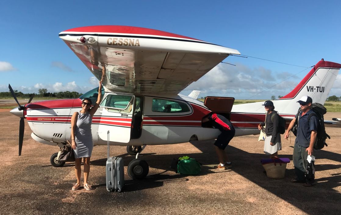 Charter plane taking Eleni from Debry to Broome. She said: "Every time the roads were flooded during wet season. It was only a two-hour drive to get to the shops but sometimes the road was closed for weeks, and we had no other way to go to town and get food."